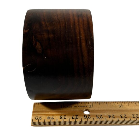 Wide Wood Bangle Bracelet Dark Grain Rustic Boho Statement Chunky Natural - Picture 9 of 9